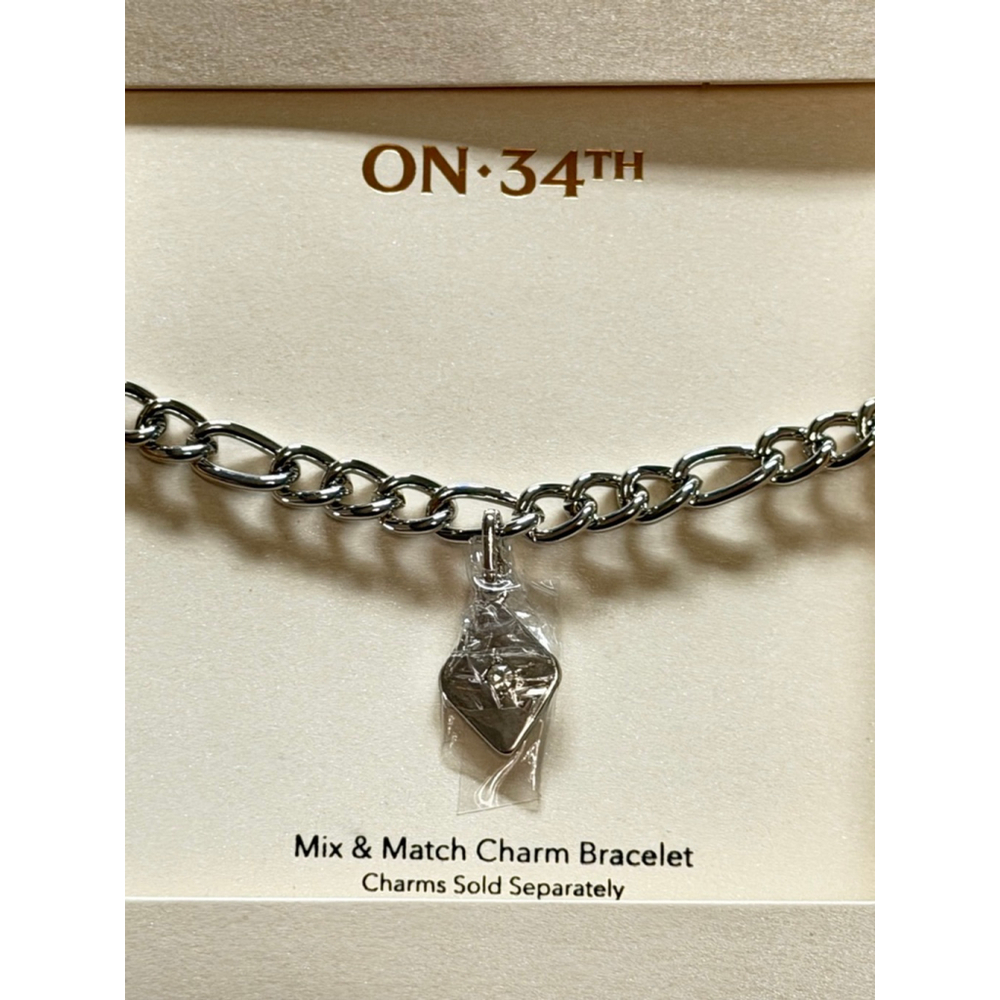 On 34th Silver Tone Charm Bracelet